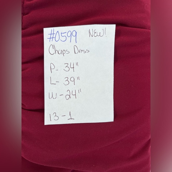 Chaps Red Black waist faux  dress‎ with faux leather detail Sz Small NWT! - Picture 11 of 11